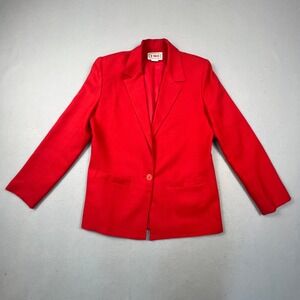VTG EMO Blazer Jacket Womens 6 Red Single Button Career Chic Minimalist